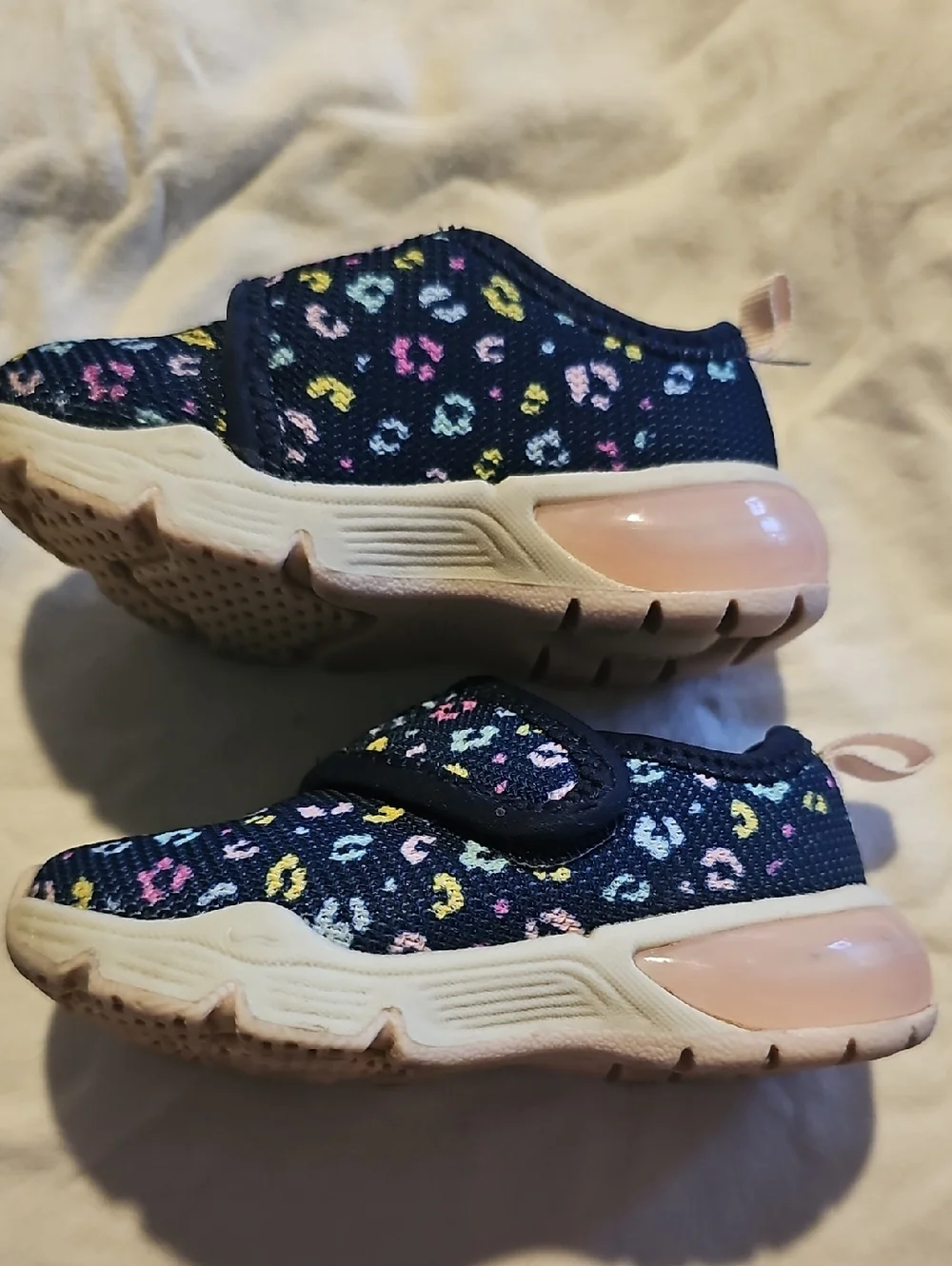 Carter's Navy Slip-On Sneakers Pink Girl Toddler Size 4 Multicolor Leopard Spots